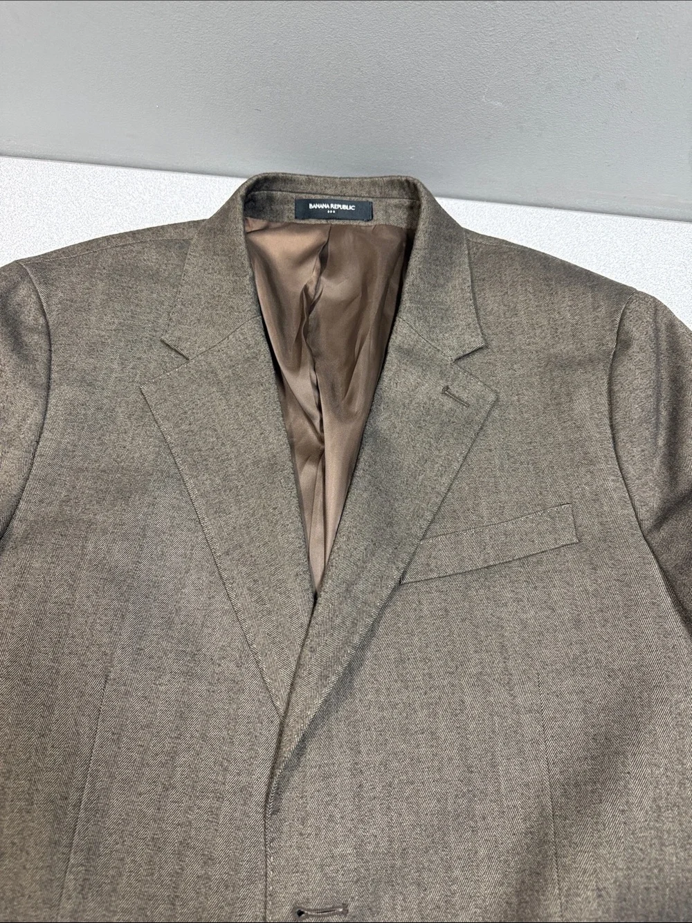 Banana Republic Tailored Fit Blazer 42R Brown Twill Textured Sport Coat